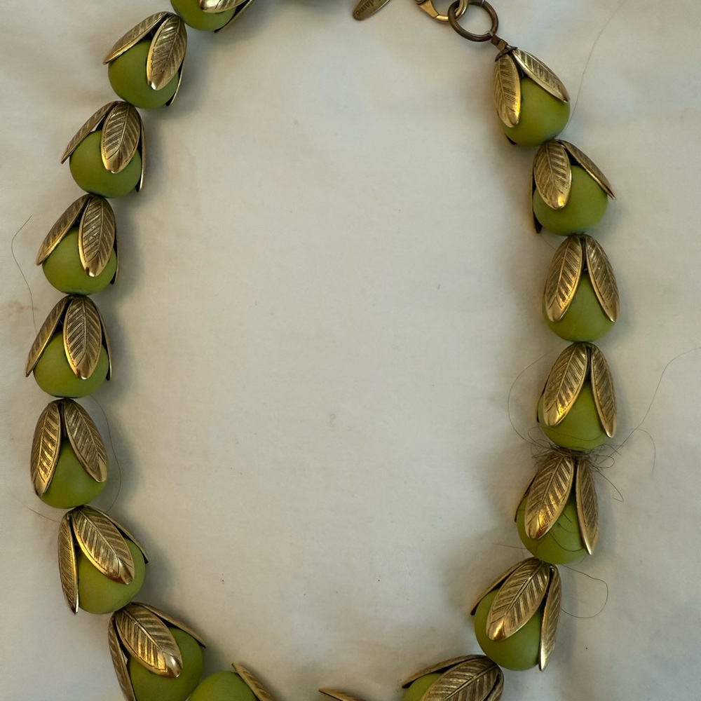 Lenora Dame Abstract Green Leaf Necklace